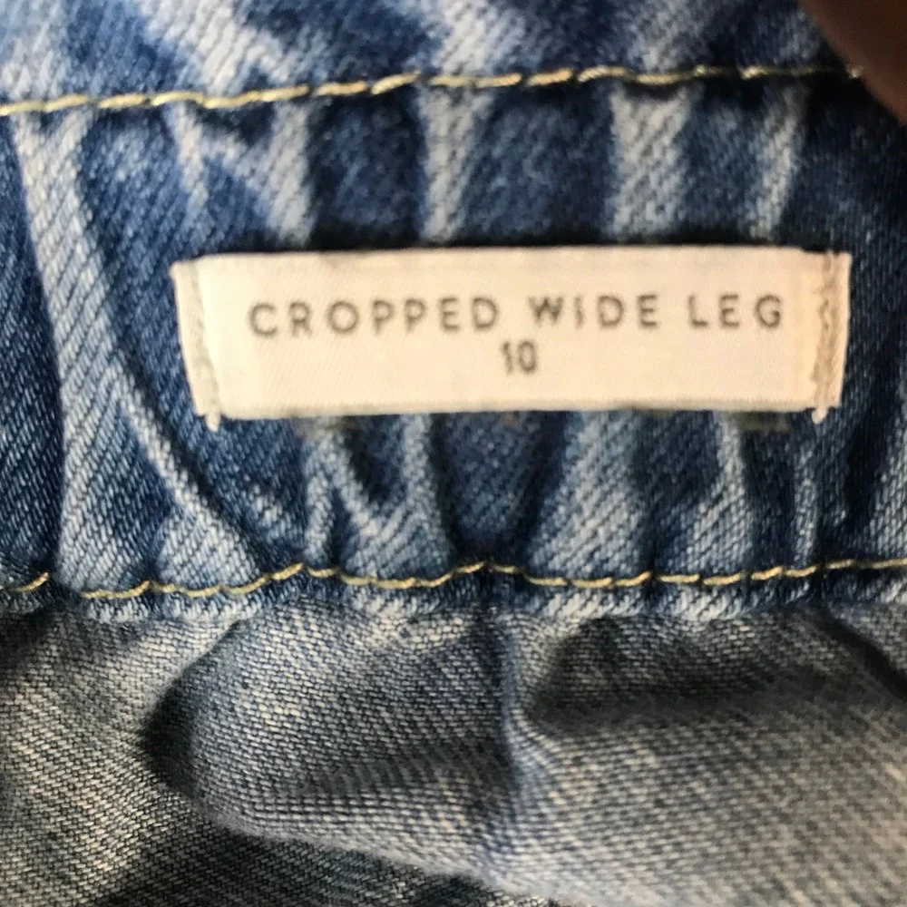 Wonderly Jeans Women 10 Light Blue Cropped Wide Leg Paperbag Elastic Waist Denim